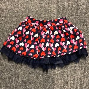 Gymboree corduroy hearts skirt with ruffle, blue, red and pink- 2T